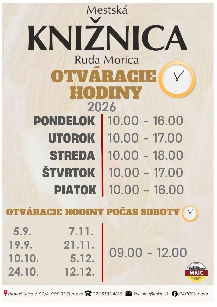 Otváracie hodiny - jeseň
